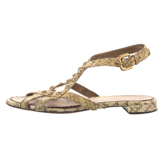 Prada Studded Snakeskin Sandals - Picture 2 of 11